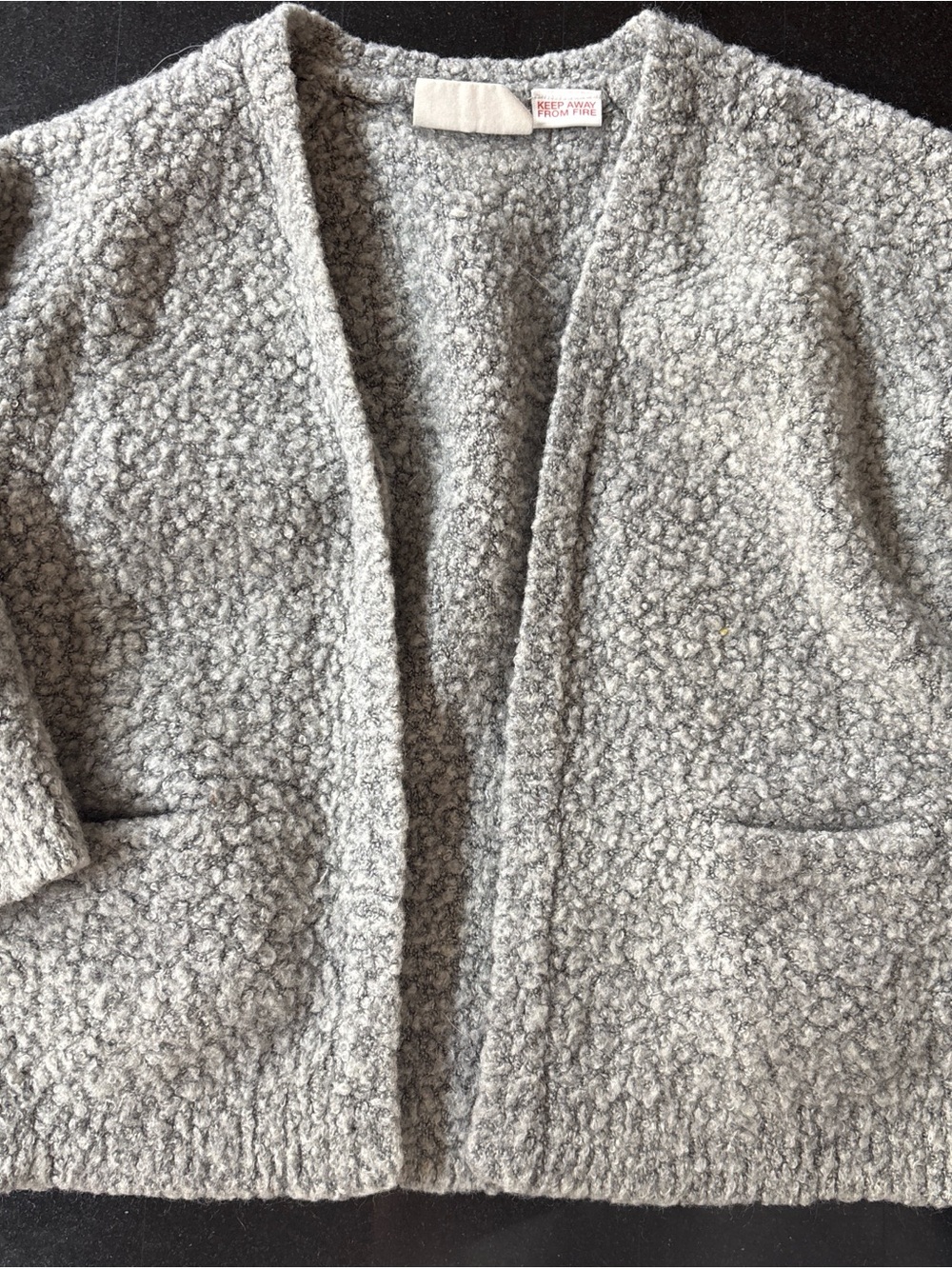 Zara Light Gray Bouclé Open-Front Cardigan